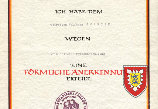 Urkunde Foermliche Anerkennung