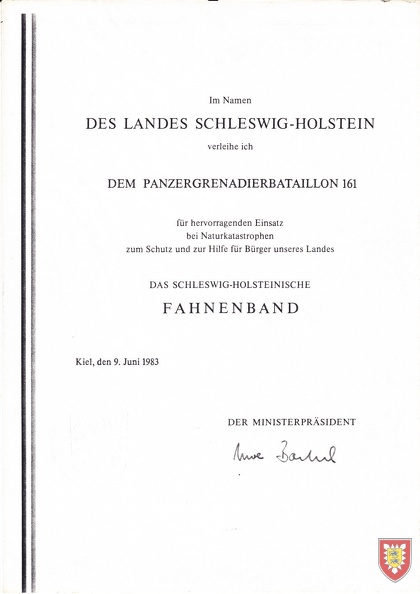 1983 - Urkunde Verleihung Fahnenband
