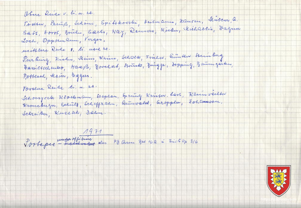 1971 Namen Uffz Korps Portepee 162 u 3 6