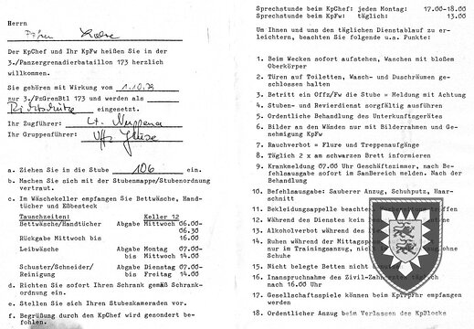 20111226-Grundi Begruessungsblatt  ZgFhr Olt Nuppenau GrpFhr Uffz Giese