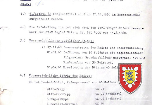 007 - 7. Aufstellungsbefehl Begleitbatterie