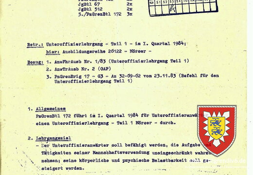 Bekanntmachung Uffz.Lehrgang Teil1 Seite1