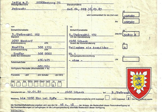 Letzte Kommandierungsverfügung  