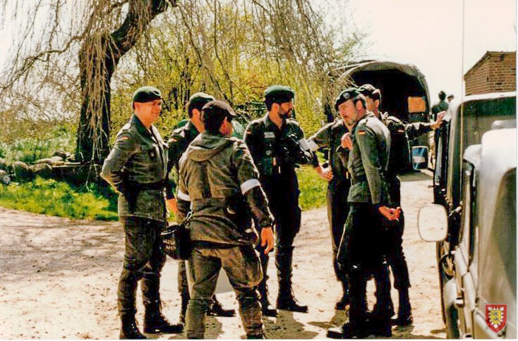 Uebung Schwarzer Panther - 1987 - Bataillonsführung von Olt Muus, Mj. V. Kortzfleisch, Hptm. Sättler und rechts der Kdr. 