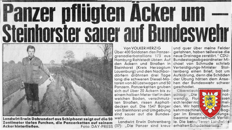 Bundeswehr-Übung verursacht Schäden in Steinhorst