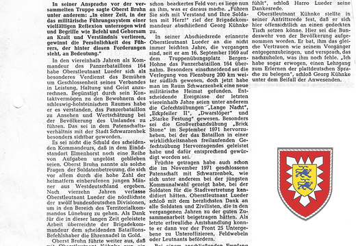 Zeitungsartikel: Oberstleutnant G. Kühnke führt Kommando Lanken